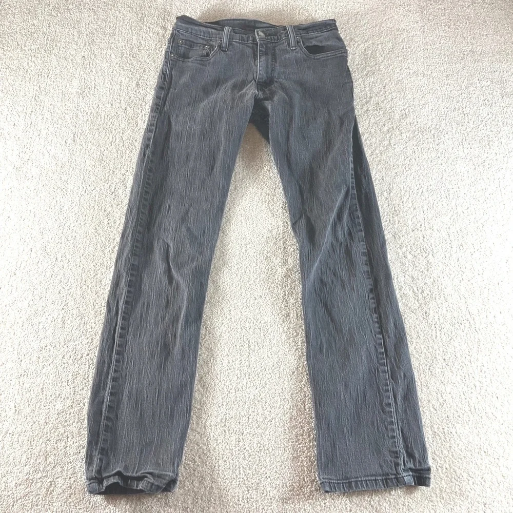 Levi's 514 Slim Fit Jeans Mens 30x32 Black‎ Faded Stretch Denim